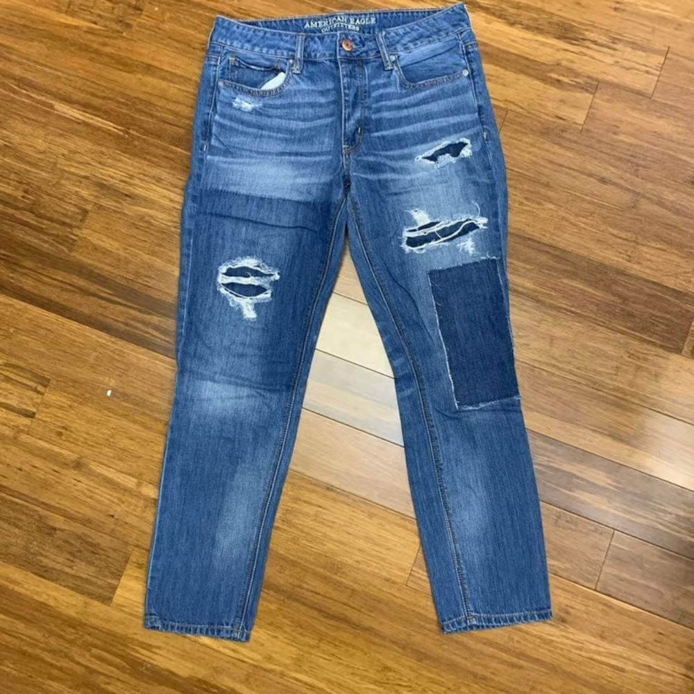 Distressed Blue Jeans